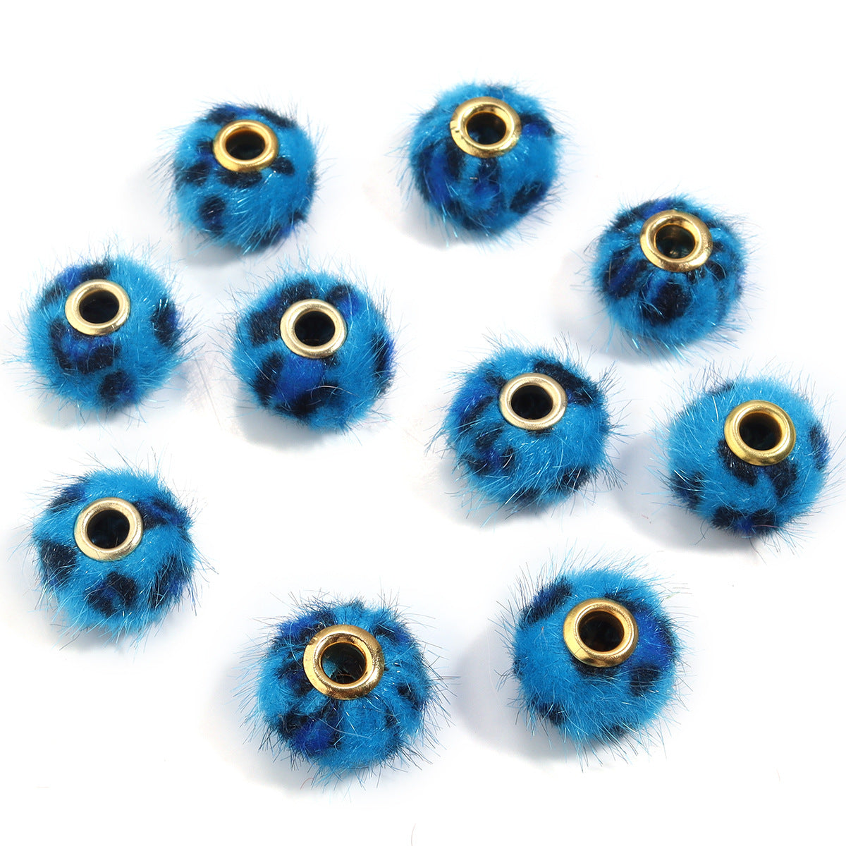 Wholesale 10PCS Leopard Print Plush Straight Hole Spacer Beads